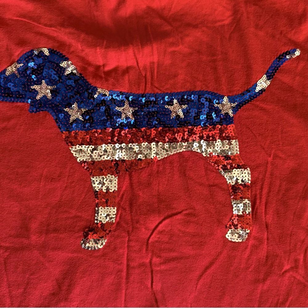 VS PINK American Flag Sequin Bling Dog T-Shirt S - Picture 5 of 5